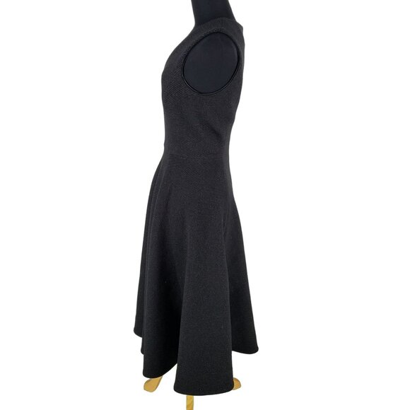 Dress the Population Modest Black V Neck Fit Flare Midi Dress - Picture 15 of 16